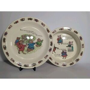 Mother Goose 1986 Tempest Co 2Piece Plate, Bowl Nursery Rhymes Vintage Set